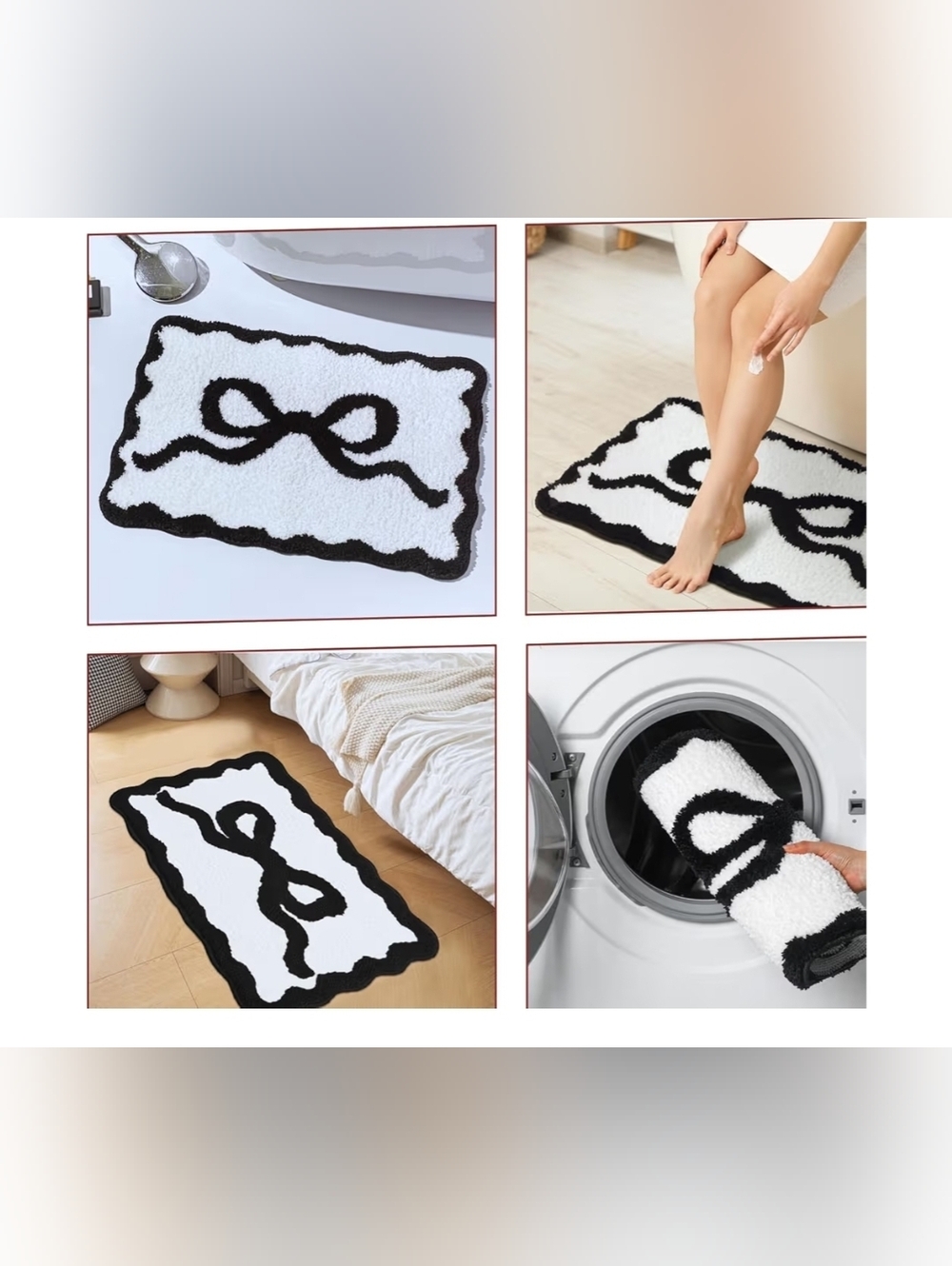 2pk Bow Rug - Bow Shaped Bathroom mat - Handmade & Premium- 30in